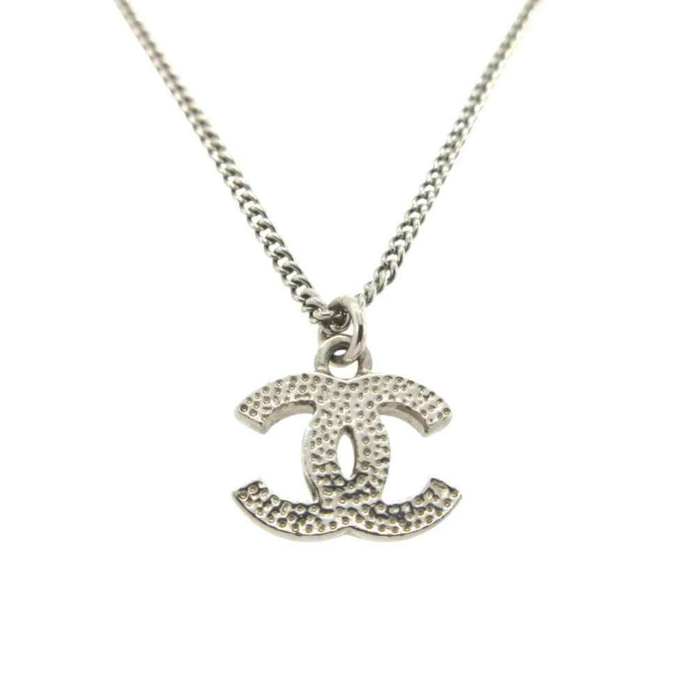CHANEL Silver Logo Necklace